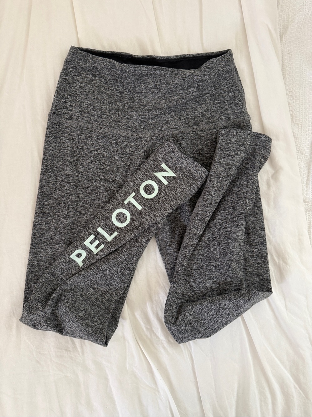 Yogalicious Gray Heather Leggings with Mint Peloton Logo